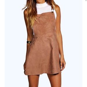 BLACK Boohoo Suede Pinafore Dress